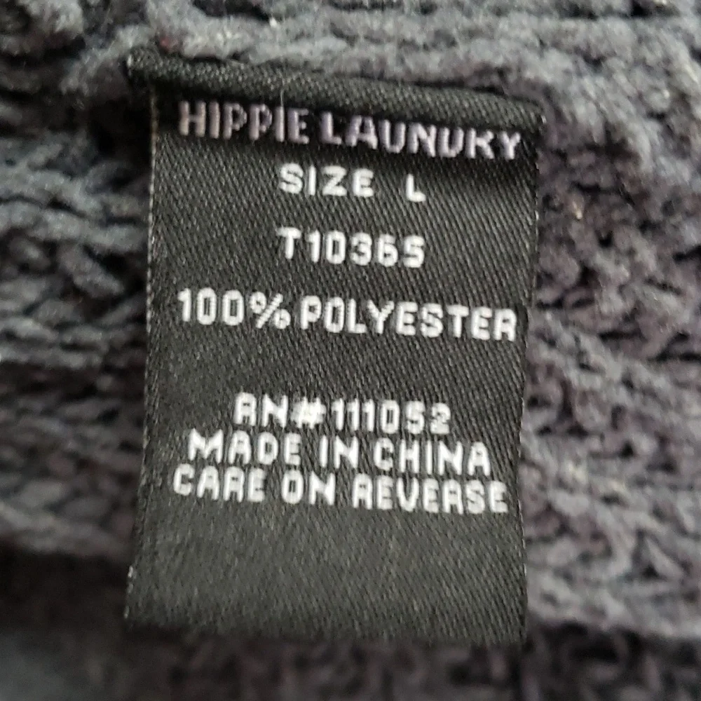 Hippie laundry Charcoal cropped lightweight ripped Sweater, Size L